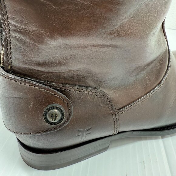 Frye Melissa Button Back Zip Tall Riding Boots Women’s 6M Dark Brown Leather - Picture 7 of 10